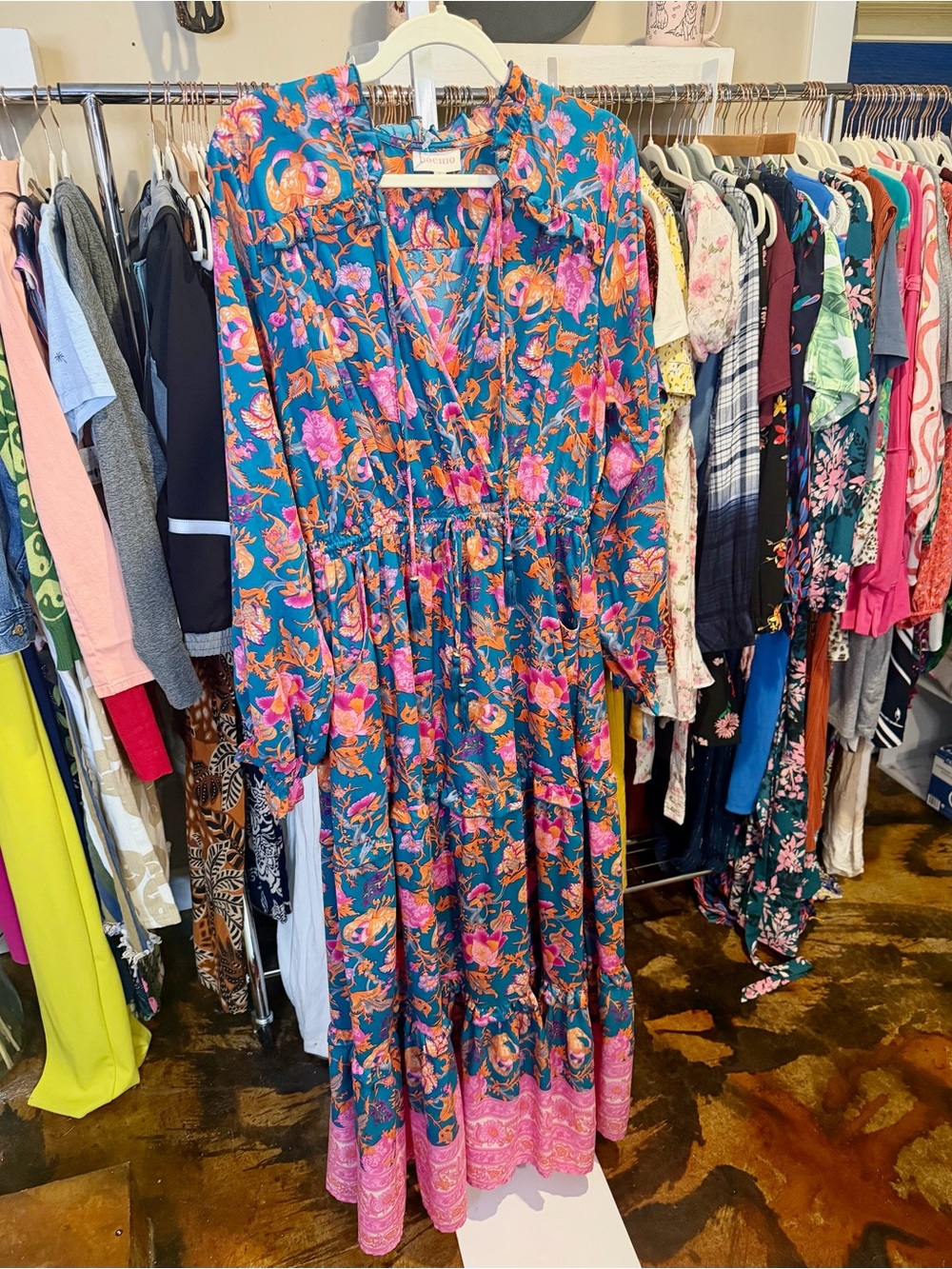 Boemo x Anthropologie Vibrant Floral Paisley Long Sleeve Maxi Dress - Picture 9 of 14